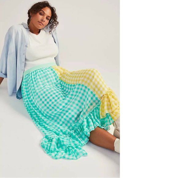 Anthropologie Eva Franco Lynsey Gingham Maxi Skirt size S new nwt - Picture 4 of 10